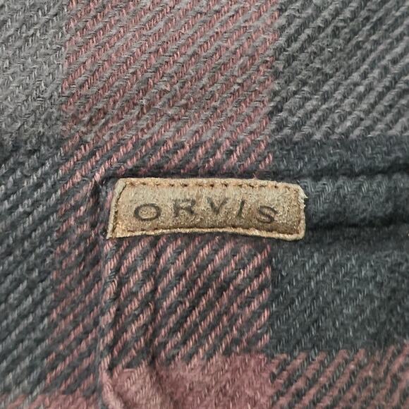 Orvis Flannel Shirt Jacket Men’s M Plaid Heavy Cotton Outdoor - Picture 2 of 7